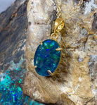 Gold plated Sterling Silver 14x10mm Opal triplet 4 claw set - Masterpiece Jewellery Opal & Gems Sydney Australia | Online Shop