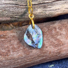 Sterling Silver gold plated Boulder Opal rectangular shape pendant - Masterpiece Jewellery Opal & Gems Sydney Australia | Online Shop