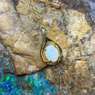 Gold Plated 8x6mm White Opal teardrop loop design pendant - Masterpiece Jewellery Opal & Gems Sydney Australia | Online Shop