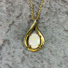 Gold Plated 8x6mm White Opal teardrop loop design pendant - Masterpiece Jewellery Opal & Gems Sydney Australia | Online Shop