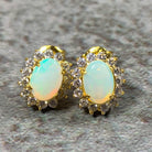 Gold Plated silver cluster 7x5mm White Opal earrings - Masterpiece Jewellery Opal & Gems Sydney Australia | Online Shop