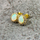 Gold Plated silver cluster 7x5mm White Opal earrings - Masterpiece Jewellery Opal & Gems Sydney Australia | Online Shop