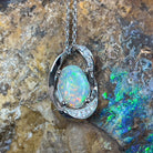 Platinum Pendant with 1.77ct Black Opal and 10 Diamonds - Masterpiece Jewellery Opal & Gems Sydney Australia | Online Shop