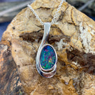 Sterling Silver Opal doublet 27x11mm pendant - Masterpiece Jewellery Opal & Gems Sydney Australia | Online Shop