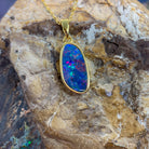 Gold Plated Silver Opal doublet 23.2x8mm pendant - Masterpiece Jewellery Opal & Gems Sydney Australia | Online Shop