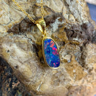 Gold Plated Silver Opal doublet 23.2x8mm pendant - Masterpiece Jewellery Opal & Gems Sydney Australia | Online Shop