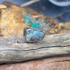 Sterling Silver Freeform Boulder Opal Green dark Blue bezel set mens ring - Masterpiece Jewellery Opal & Gems Sydney Australia | Online Shop