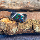 Sterling Silver Kite cut Boulder Opal ring mens - Masterpiece Jewellery Opal & Gems Sydney Australia | Online Shop