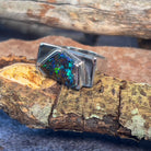 Sterling Silver Kite cut Boulder Opal ring mens - Masterpiece Jewellery Opal & Gems Sydney Australia | Online Shop