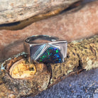 Sterling Silver Kite cut Boulder Opal ring mens - Masterpiece Jewellery Opal & Gems Sydney Australia | Online Shop