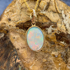 14kt Yellow Gold pendant White Opal and Diamond - Masterpiece Jewellery Opal & Gems Sydney Australia | Online Shop