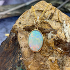 14kt Yellow Gold pendant White Opal and Diamond - Masterpiece Jewellery Opal & Gems Sydney Australia | Online Shop