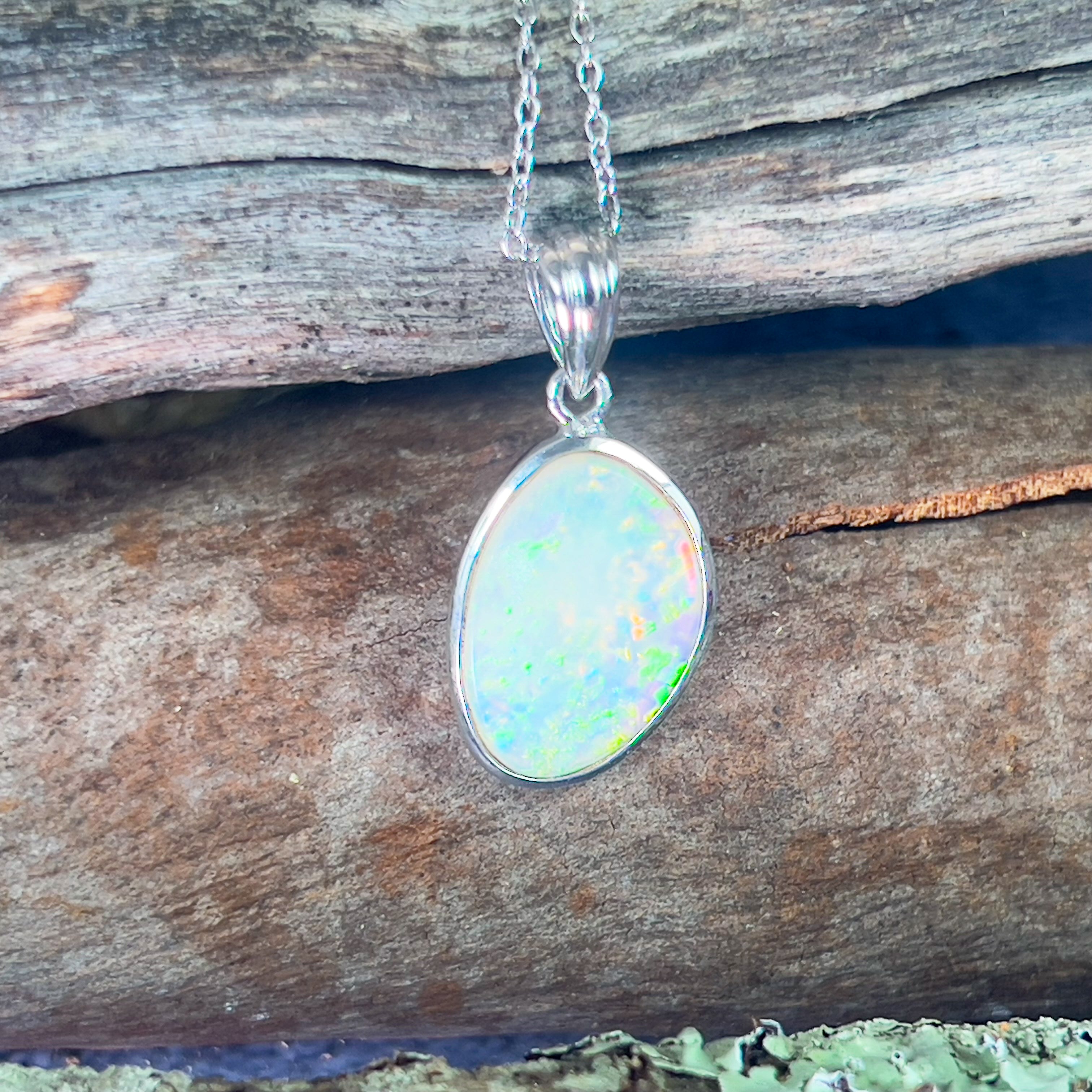 Sterling Silver Light Opal freeform pendant - Masterpiece Jewellery Opal & Gems Sydney Australia | Online Shop