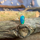 14kt Yellow Gold Oval shaped opal doublet and diamond ring - Masterpiece Jewellery Opal & Gems Sydney Australia | Online Shop