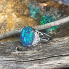 18kt White Gold Black Opal 7.42ct and diamond ring - Masterpiece Jewellery Opal & Gems Sydney Australia | Online Shop