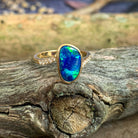 14kt Yellow Gold Opal Blue Green doublet and diamond ring - Masterpiece Jewellery Opal & Gems Sydney Australia | Online Shop