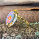 18kt Yellow Gold Black Opal Red flashes 4.86ct and diamond ring - Masterpiece Jewellery Opal & Gems Sydney Australia | Online Shop