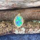 18kt Yellow Gold Black Opal 4ct Green Blue and diamond ring - Masterpiece Jewellery Opal & Gems Sydney Australia | Online Shop