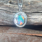 18kt White gold halo Black Opal 1.92ct Red flash pendant with diamonds pendant - Masterpiece Jewellery Opal & Gems Sydney Australia | Online Shop