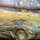 Gold plate sterling silver oval shape opal doublet ring - Masterpiece Jewellery Opal & Gems Sydney Australia | Online Shop