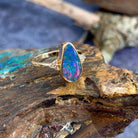 14kt Yellow Gold Opal doublet red flash with diamonds ring - Masterpiece Jewellery Opal & Gems Sydney Australia | Online Shop