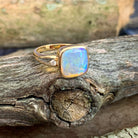 14kt Yellow Gold square Crystal Opal and diamond ring - Masterpiece Jewellery Opal & Gems Sydney Australia | Online Shop