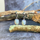 Sterling Silver dangling White Opal 10x8mm pair of Huggies - Masterpiece Jewellery Opal & Gems Sydney Australia | Online Shop