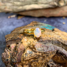 Gold plated silver White Opal 8x6mm solitaire ring - Masterpiece Jewellery Opal & Gems Sydney Australia | Online Shop