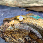 Gold plated silver White Opal 8x6mm solitaire ring - Masterpiece Jewellery Opal & Gems Sydney Australia | Online Shop