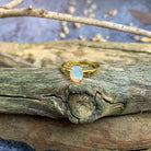 Gold plated silver White Opal 8x6mm solitaire ring - Masterpiece Jewellery Opal & Gems Sydney Australia | Online Shop