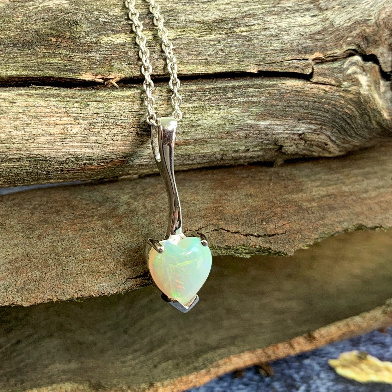 Sterling Silver heart shape Light Opal pendant - Masterpiece Jewellery Opal & Gems Sydney Australia | Online Shop