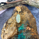 14kt Yellow Gold White Opal 4.92ct and diamond pendant - Masterpiece Jewellery Opal & Gems Sydney Australia | Online Shop