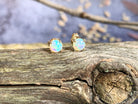 One pair of 9kt Yellow Gold 5mm Round Crystal Opal studs - Masterpiece Jewellery Opal & Gems Sydney Australia | Online Shop