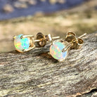 One pair of 9kt Yellow Gold 5mm Round Crystal Opal studs - Masterpiece Jewellery Opal & Gems Sydney Australia | Online Shop