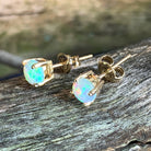 One pair of 9kt Yellow Gold 5mm Round Crystal Opal studs - Masterpiece Jewellery Opal & Gems Sydney Australia | Online Shop