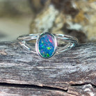 Sterling Silver oval 8x6mm Opal doublet split shank ring - Masterpiece Jewellery Opal & Gems Sydney Australia | Online Shop