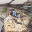 Rose Gold plated Silver 6.5mm Round Opal doublet studs - Masterpiece Jewellery Opal & Gems Sydney Australia | Online Shop