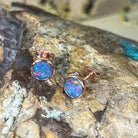 Rose Gold plated Silver 6.5mm Round Opal doublet studs - Masterpiece Jewellery Opal & Gems Sydney Australia | Online Shop