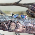 Sterling Silver freeform Opal doublet studs line pattern - Masterpiece Jewellery Opal & Gems Sydney Australia | Online Shop