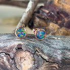 Rose Gold plated opal triplet 6mm round studs - Masterpiece Jewellery Opal & Gems Sydney Australia | Online Shop