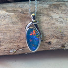 Sterling Silver Opal doublet pendant freeform blue red - Masterpiece Jewellery Opal & Gems Sydney Australia | Online Shop