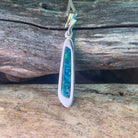 Sterling Silver long drop pendant Opal doublet - Masterpiece Jewellery Opal & Gems Sydney Australia | Online Shop