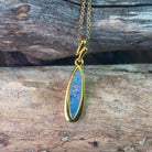 Gold plated Sterling Silver Opal doublet Marquise shape pendant - Masterpiece Jewellery Opal & Gems Sydney Australia | Online Shop