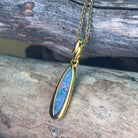 Gold plated Sterling Silver Opal doublet Marquise shape pendant - Masterpiece Jewellery Opal & Gems Sydney Australia | Online Shop