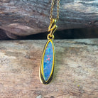 Gold plated Sterling Silver Opal doublet Marquise shape pendant - Masterpiece Jewellery Opal & Gems Sydney Australia | Online Shop