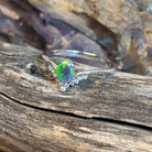 14kt White Gold V-shape Black Opal and diamond ring - Masterpiece Jewellery Opal & Gems Sydney Australia | Online Shop