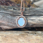 Rose Gold plated Halo 10x8mm White Opal silver pendant - Masterpiece Jewellery Opal & Gems Sydney Australia | Online Shop