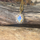 Gold plated Sterling Silver 8x6mm Light Opal cluster pendant - Masterpiece Jewellery Opal & Gems Sydney Australia | Online Shop