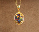 Sterling Silver Gold Plated halo Opal Triplet pendant - Masterpiece Jewellery Opal & Gems Sydney Australia | Online Shop