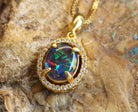 Sterling Silver Gold Plated halo Opal Triplet pendant - Masterpiece Jewellery Opal & Gems Sydney Australia | Online Shop